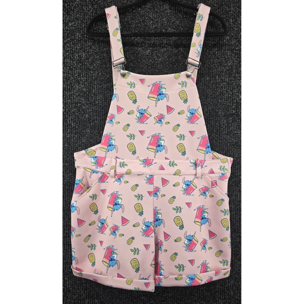 Disney Her Universe Women's Sz 1 Stitch Overalls‎ Bibs Shortall Pink Hot Topic